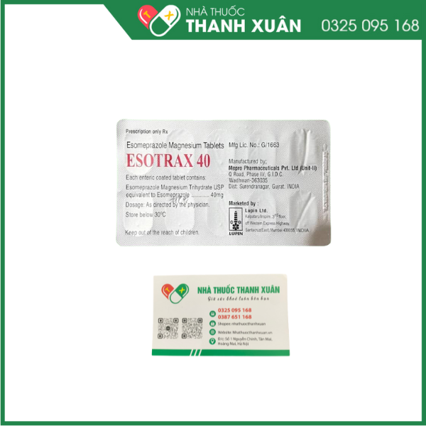 ESOTRAX 40  Điều trị viêm thực quản do trào ngược dạ dày- thực quản